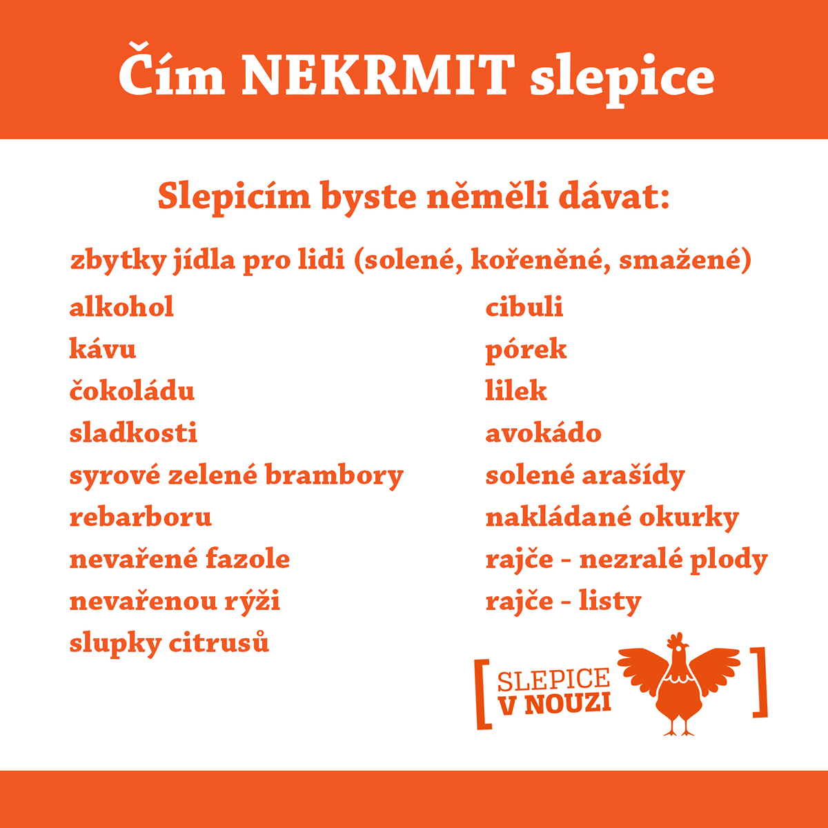 Čím se nesmí krmit slepice?